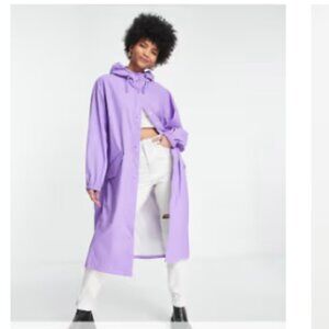 ASOS Tall rubberized rain coat park in lilac. Size 8